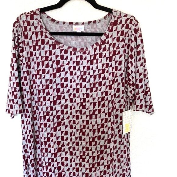 LuLaRoe Julia Sheath Pencil Dress 3XL Bodycon Geometric Burgandy/Red Gray NWT - Picture 1 of 4
